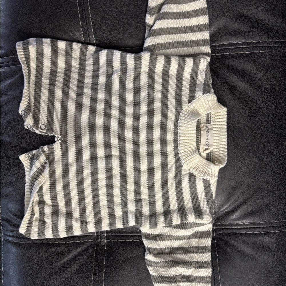 Striped Gray and White Kids Bodysuit